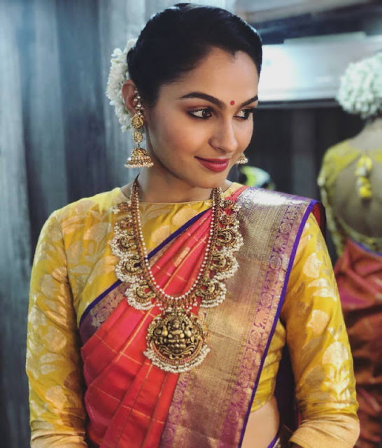 Tamil Actress Andrea Jeremiah Photos In Traditional Red Saree 5